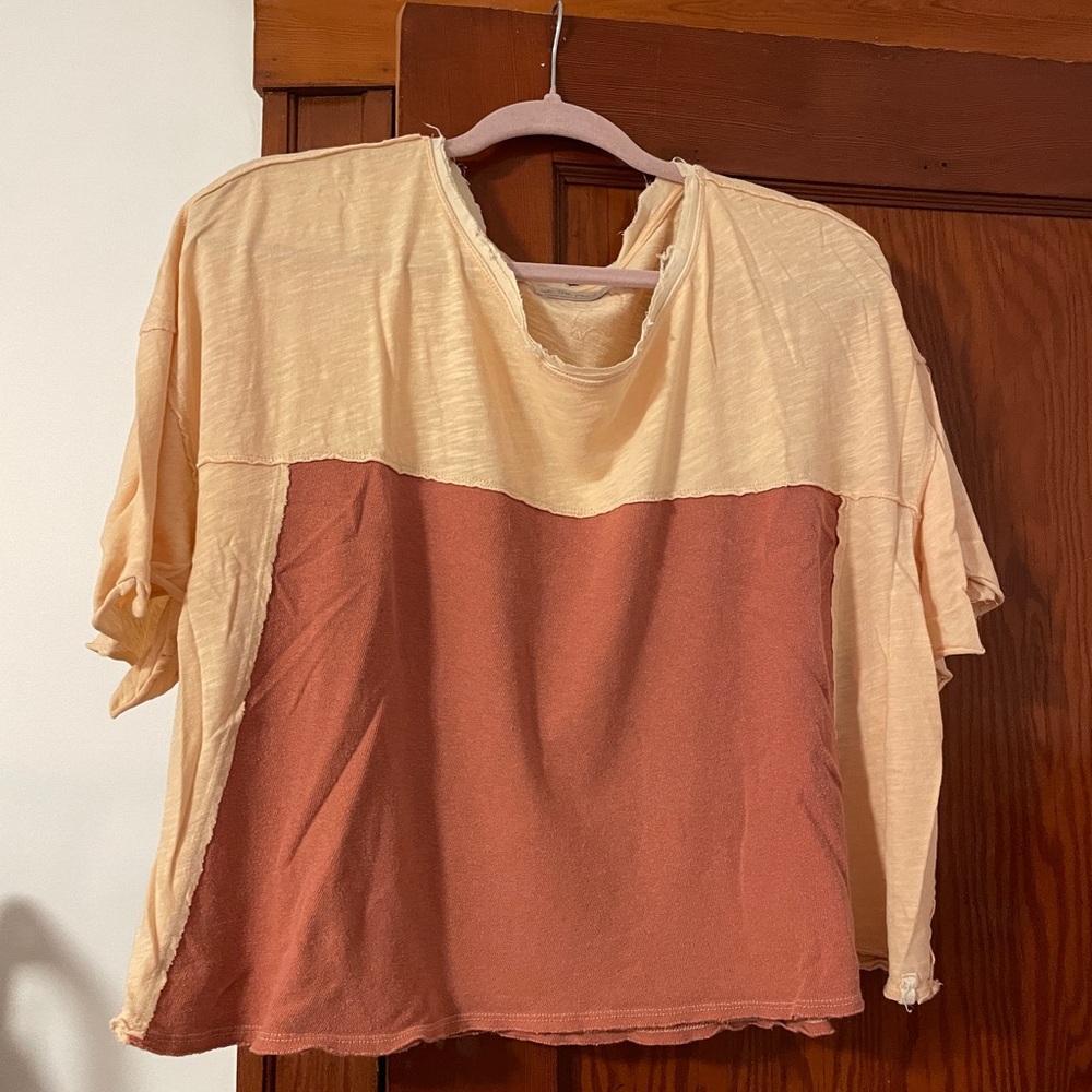 We The Free Peach and Rust Short Sleeve Tee